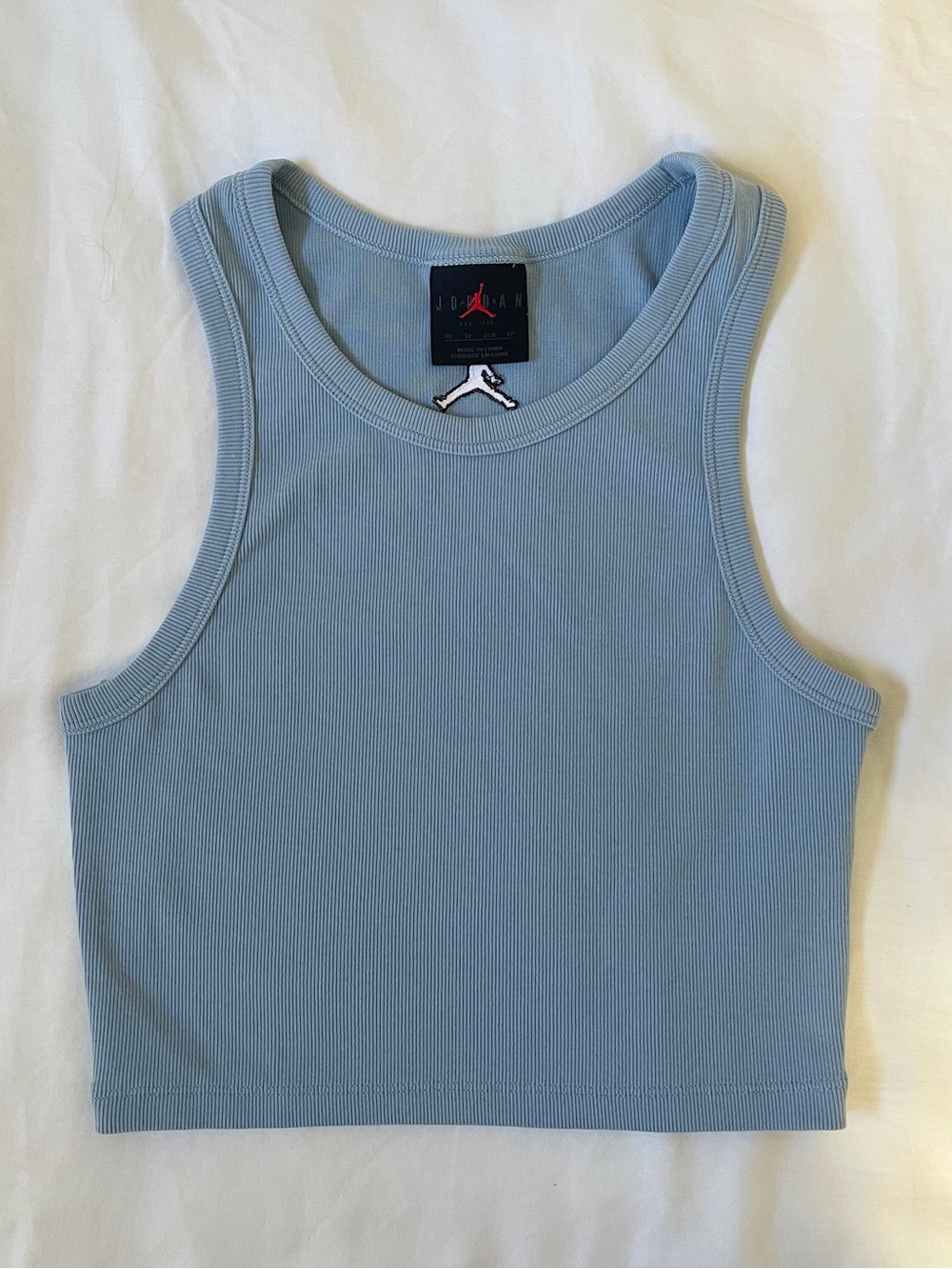 NWOT Air Jordan Baby Blue Ribbed Cropped Tank Top